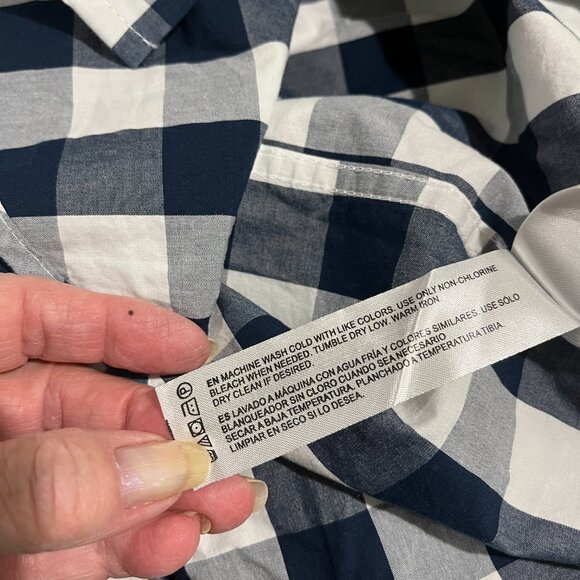 Men's Denim & Flower Ricky Singh Navy/White Check Button Front Shirt Size L - Picture 10 of 11